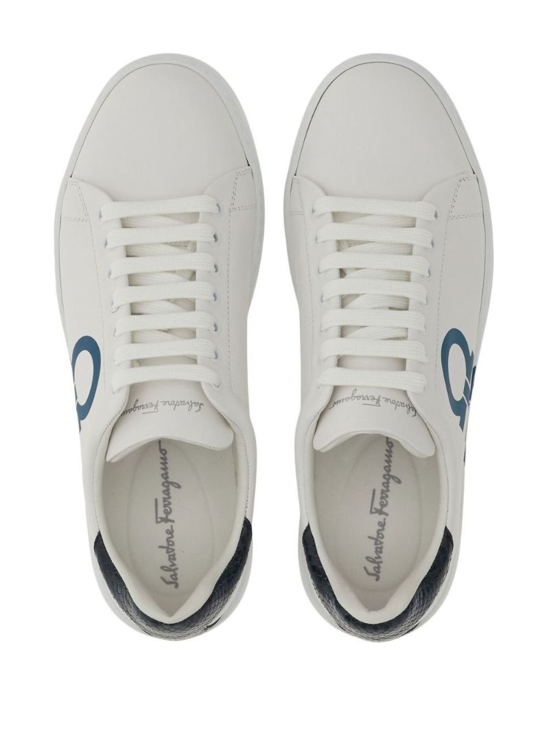 White Gancini Leather Sneakers