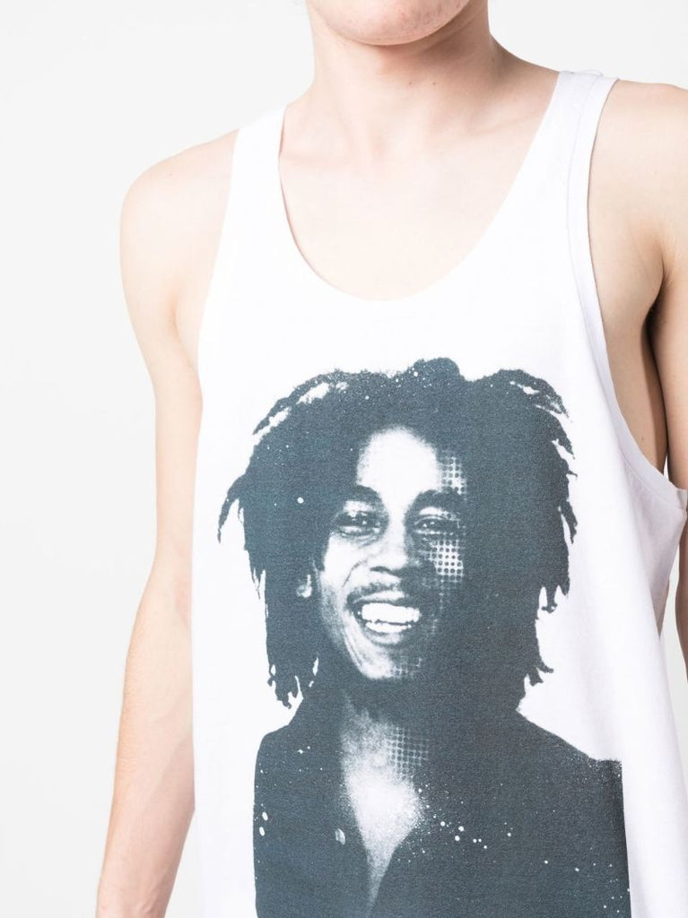 White Photograph Print Tank Top