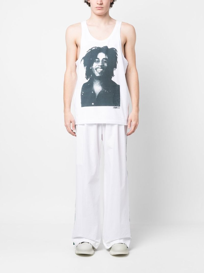 White Photograph Print Tank Top