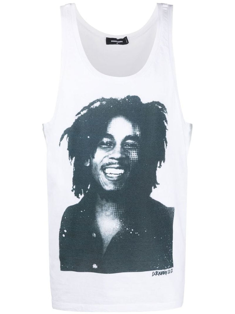 White Photograph Print Tank Top