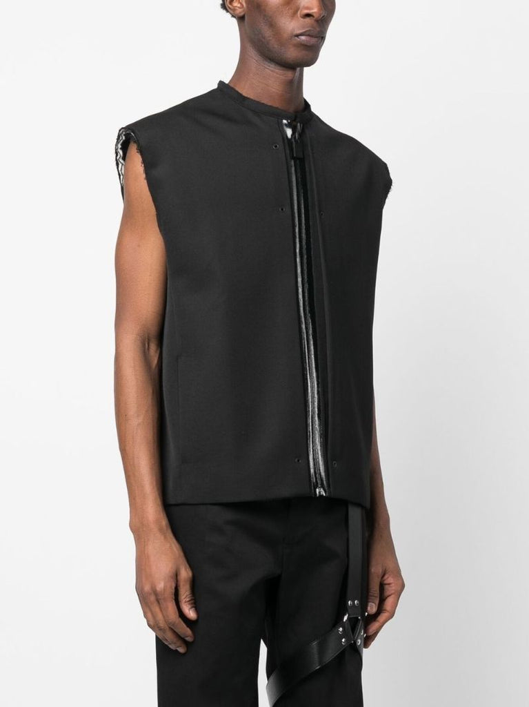 Black Wool Zip-up Gilet
