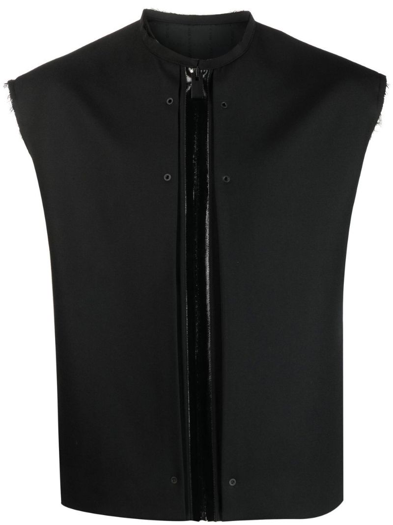 Black Wool Zip-up Gilet