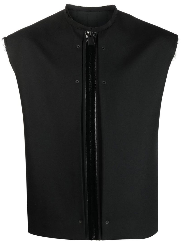 Black Wool Zip-up Gilet