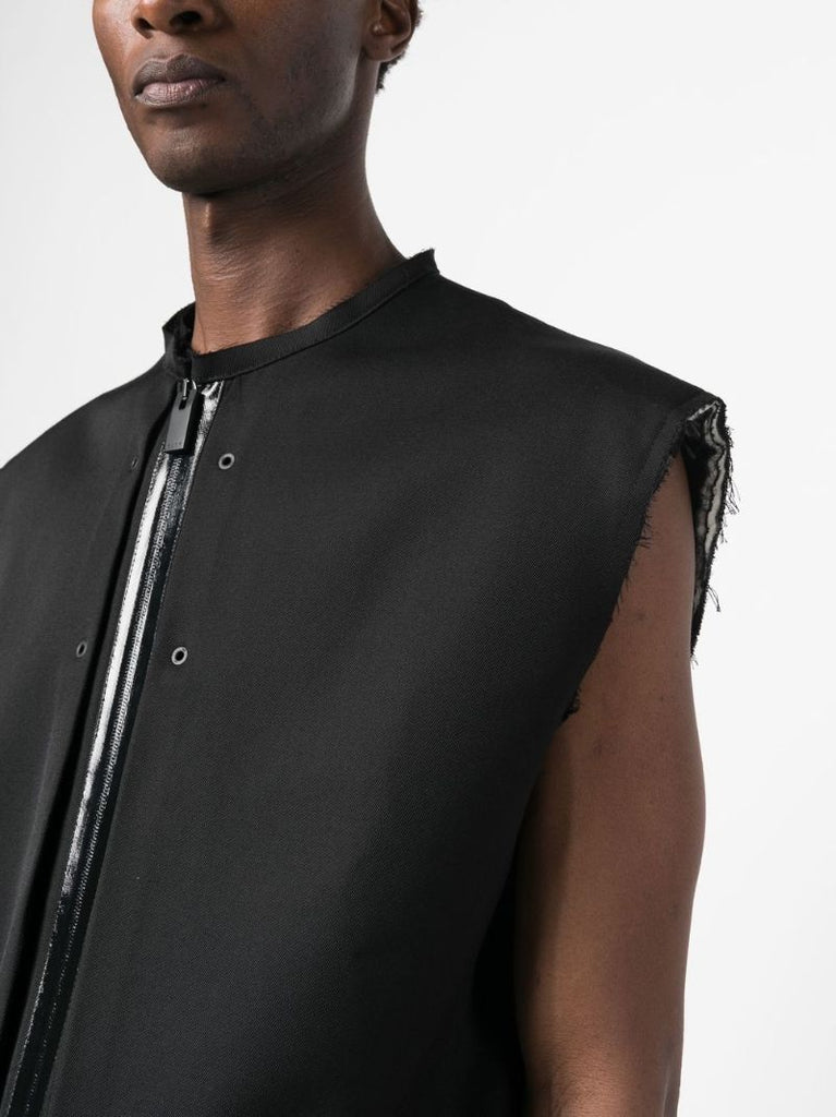 Black Wool Zip-up Gilet