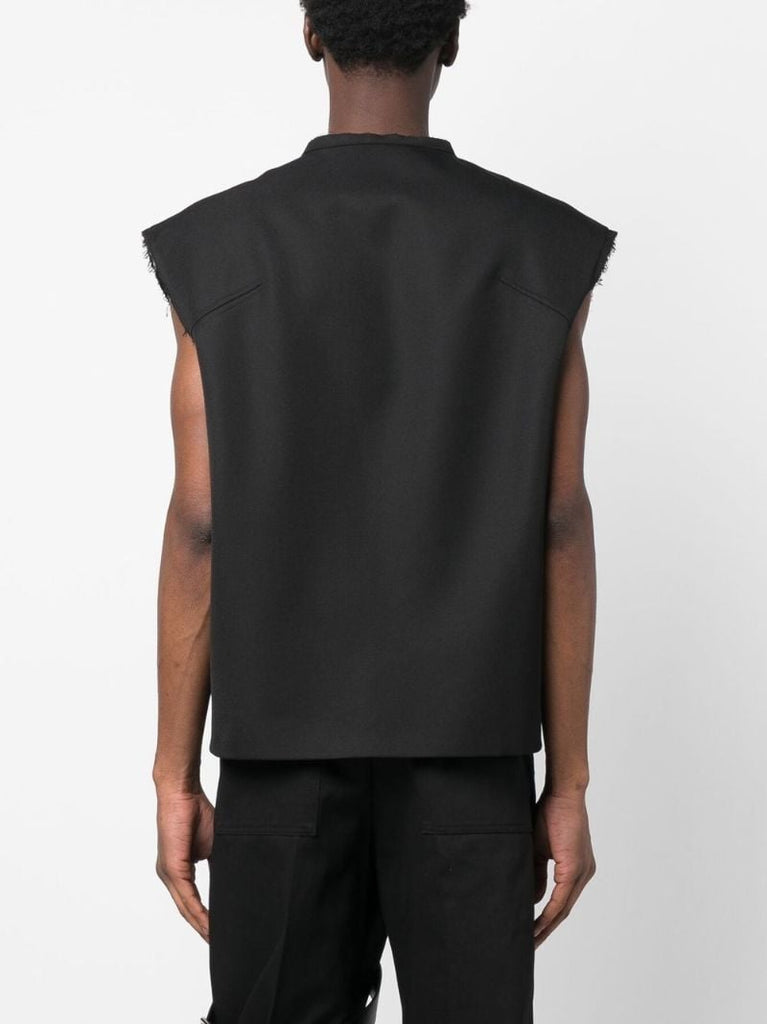 Black Wool Zip-up Gilet