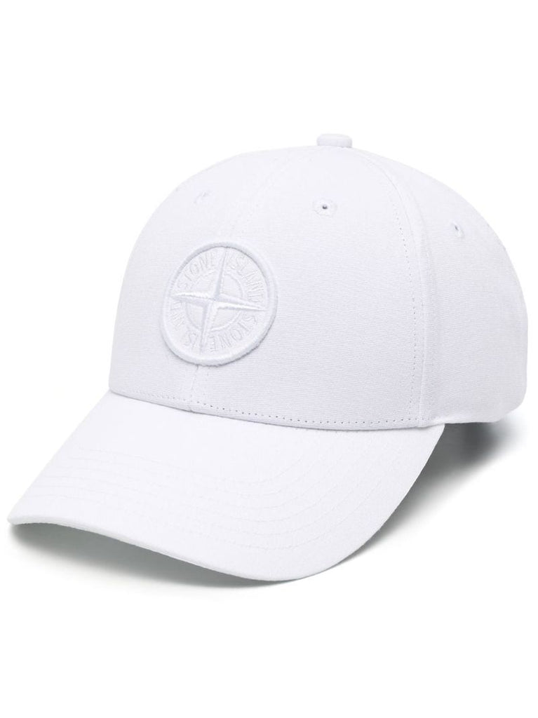 White Cotton Embroidered Compass Logo Cap