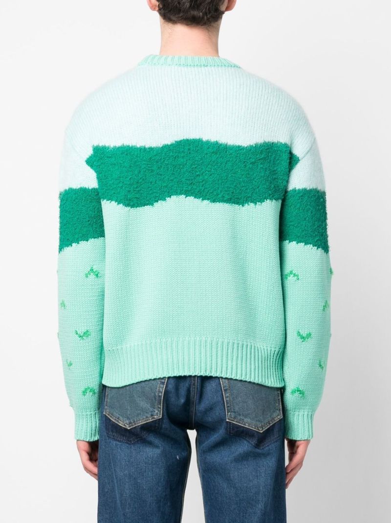 Green Intarsia Knit Jumper
