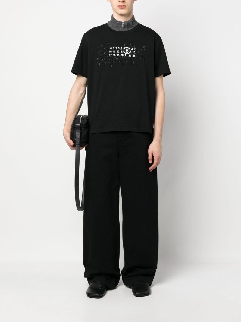 Black Numbers Logo Cotton T-shirt
