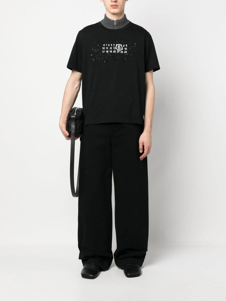 Black Numbers Logo Cotton T-shirt