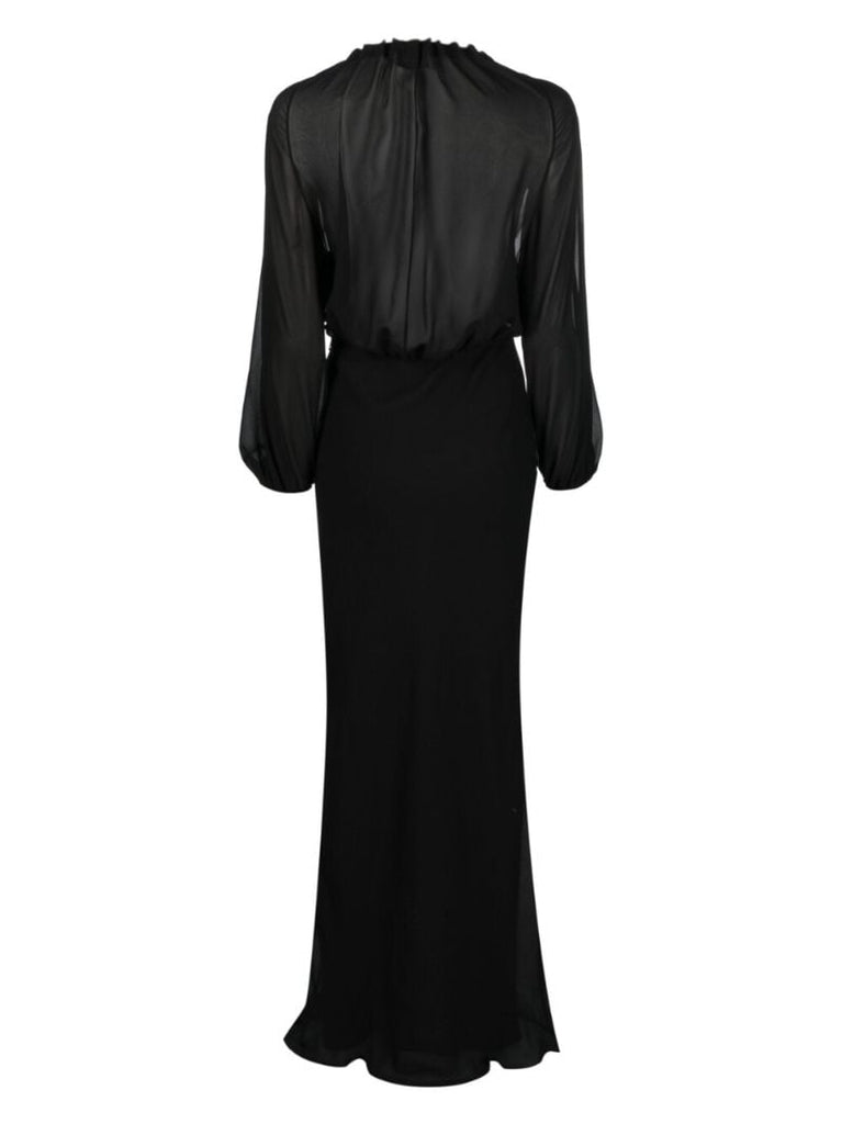Black Sheer-panelled Silk Maxi Dress