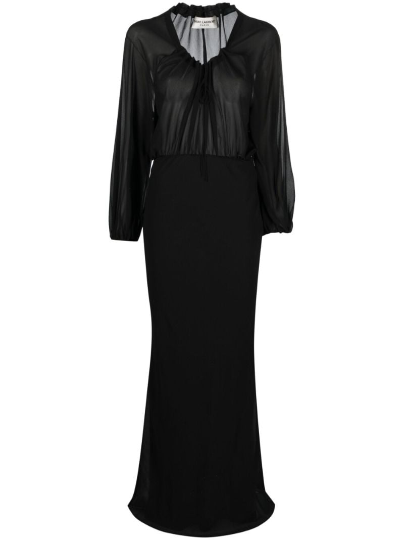 Black Sheer-panelled Silk Maxi Dress