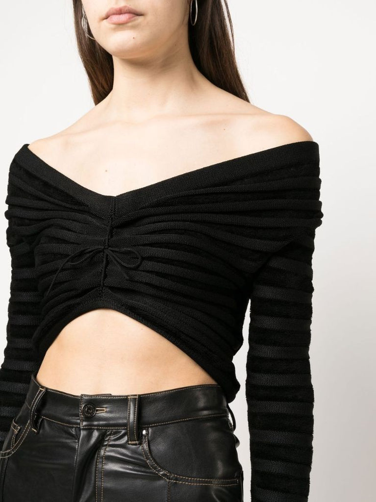 Black Off-the-shoulder Velvet Top