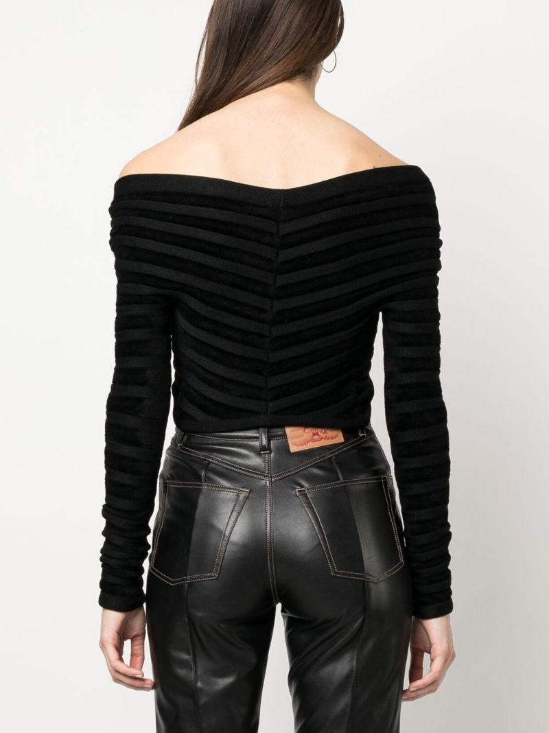 Black Off-the-shoulder Velvet Top