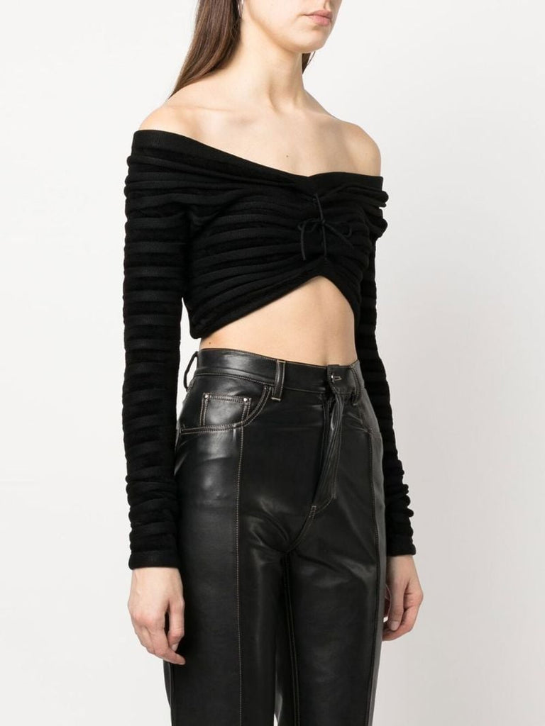 Black Off-the-shoulder Velvet Top