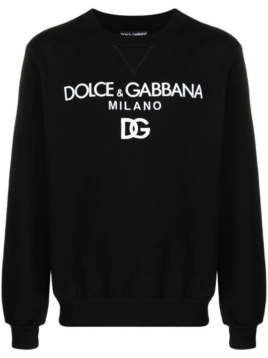 Black Logo Print Cotton Sweatshirt