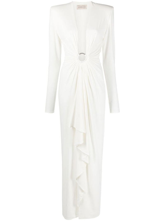 White V-neck Maxi Dress