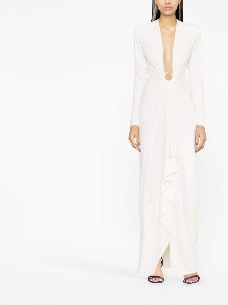 White V-neck Maxi Dress