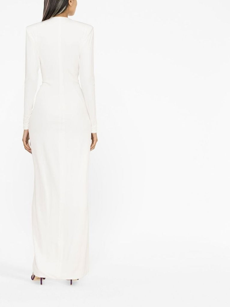 White V-neck Maxi Dress