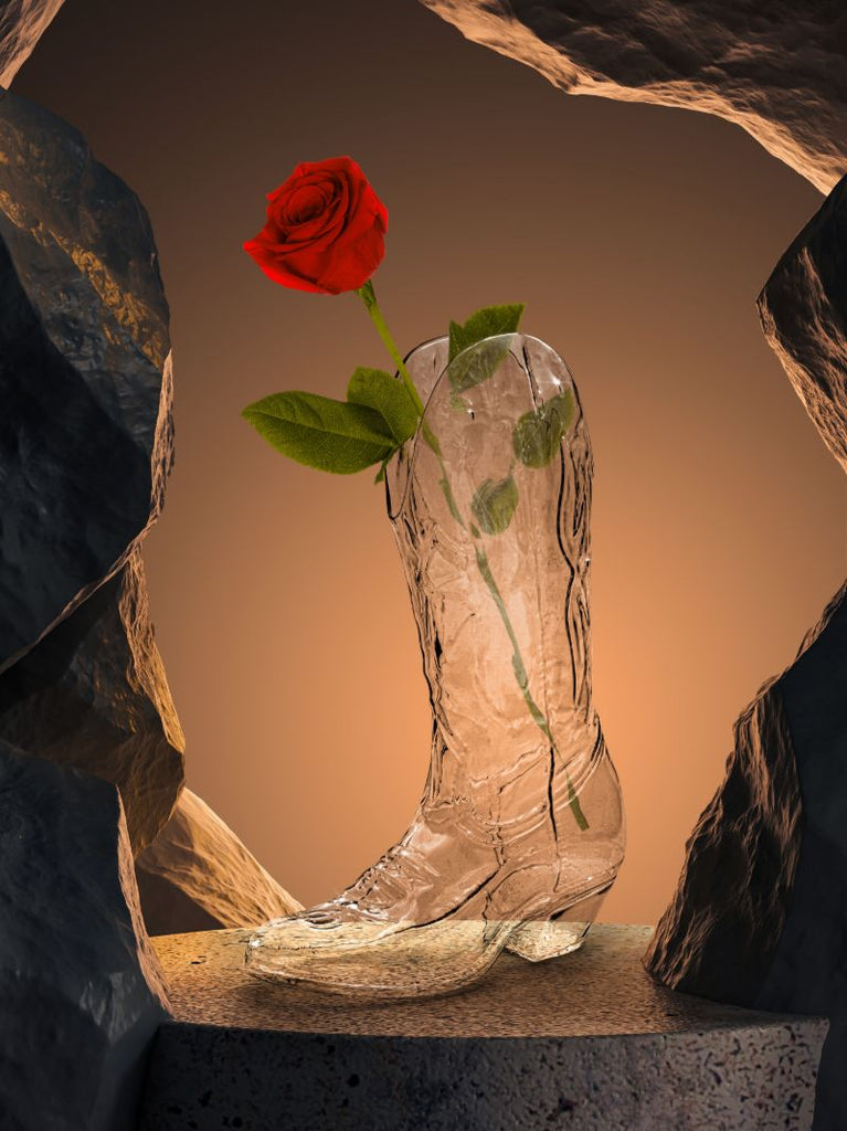 Clear Crystal Cowboy Boot Vase