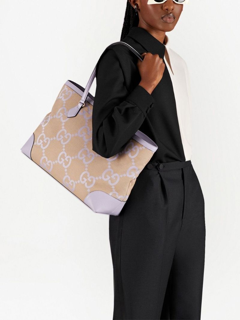 Neutral and Purple Ophidia Medium Jumbo Gg Tote Bag