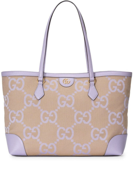 Neutral and Purple Ophidia Medium Jumbo Gg Tote Bag