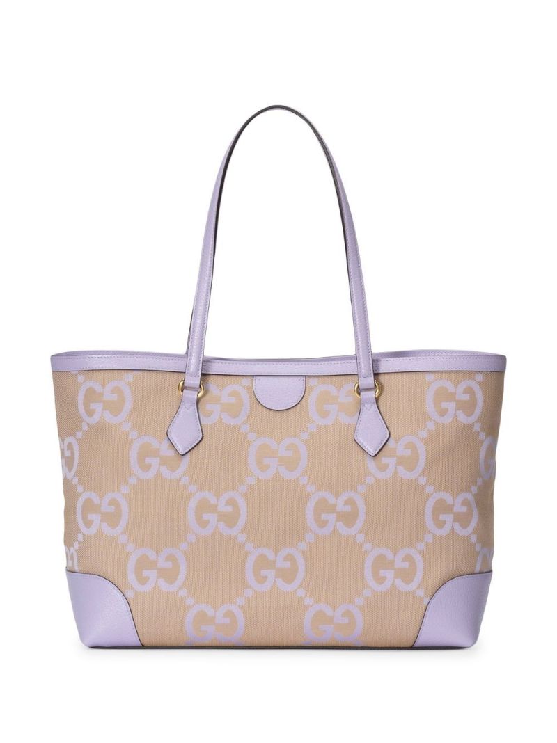 Neutral and Purple Ophidia Medium Jumbo Gg Tote Bag