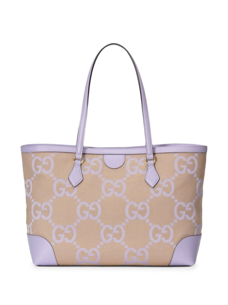 Neutral and Purple Ophidia Medium Jumbo Gg Tote Bag