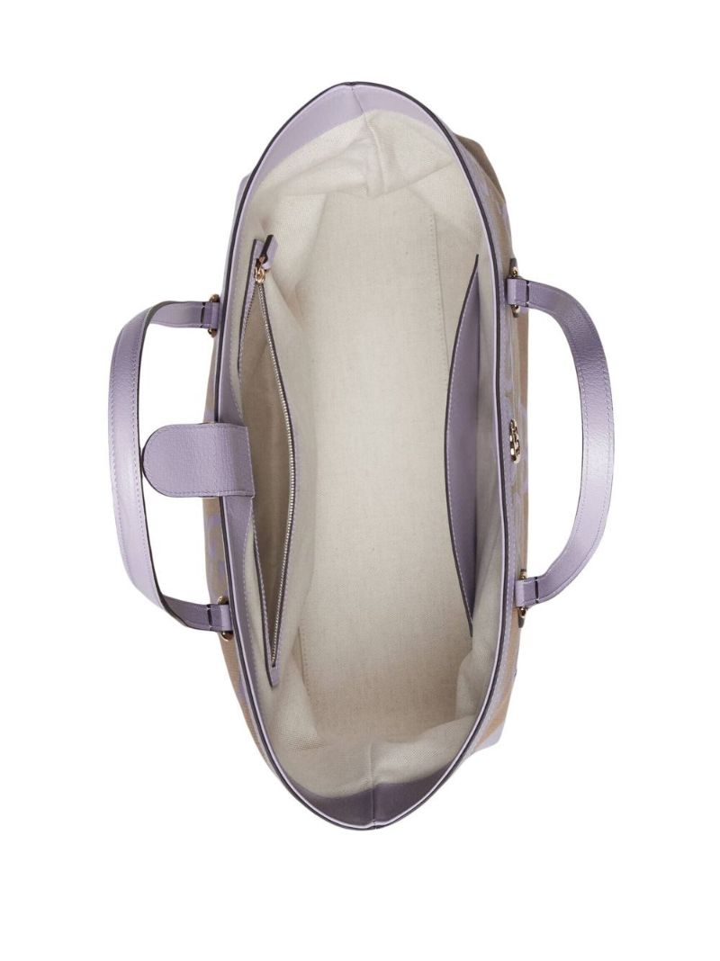 Neutral and Purple Ophidia Medium Jumbo Gg Tote Bag