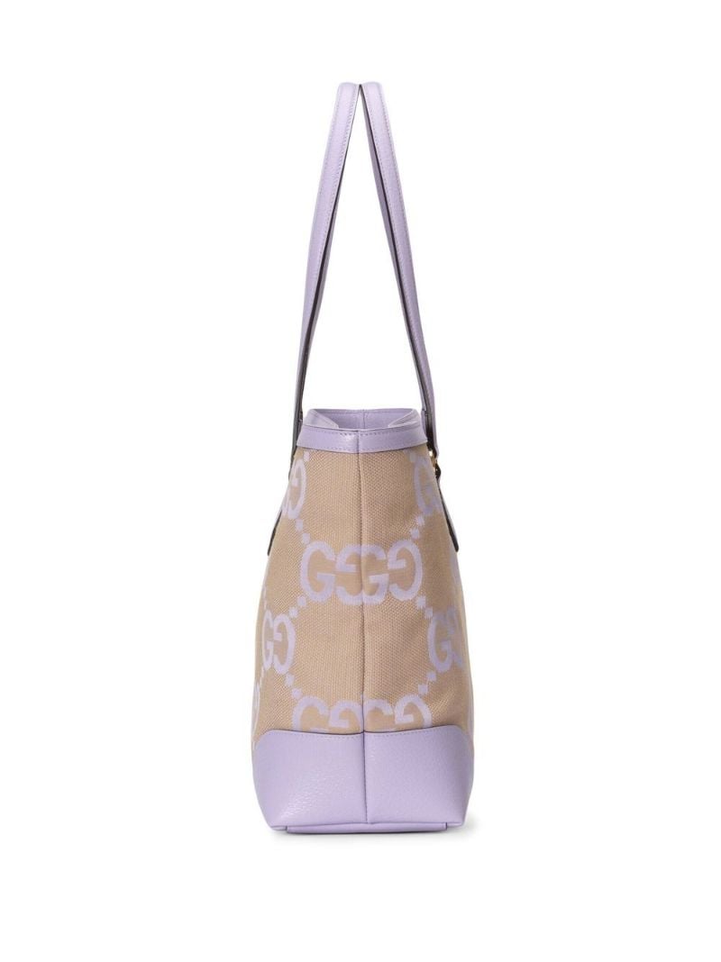 Neutral and Purple Ophidia Medium Jumbo Gg Tote Bag