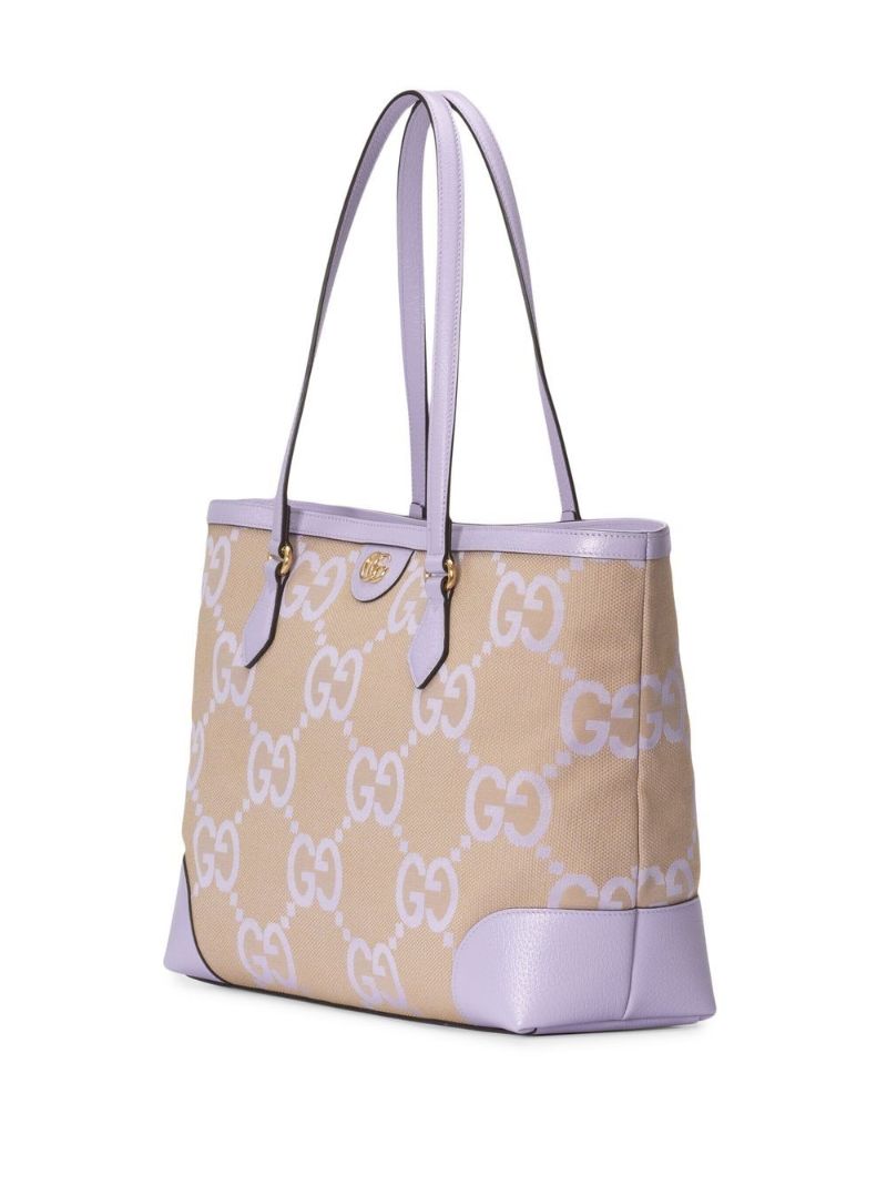 Neutral and Purple Ophidia Medium Jumbo Gg Tote Bag