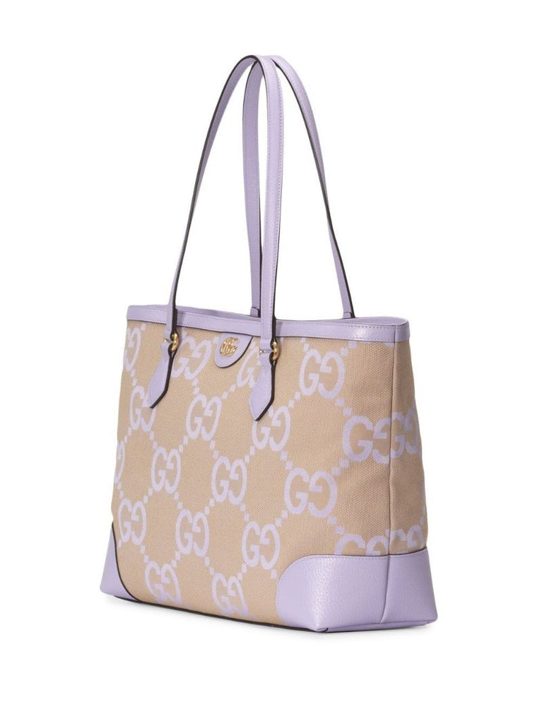 Neutral and Purple Ophidia Medium Jumbo Gg Tote Bag