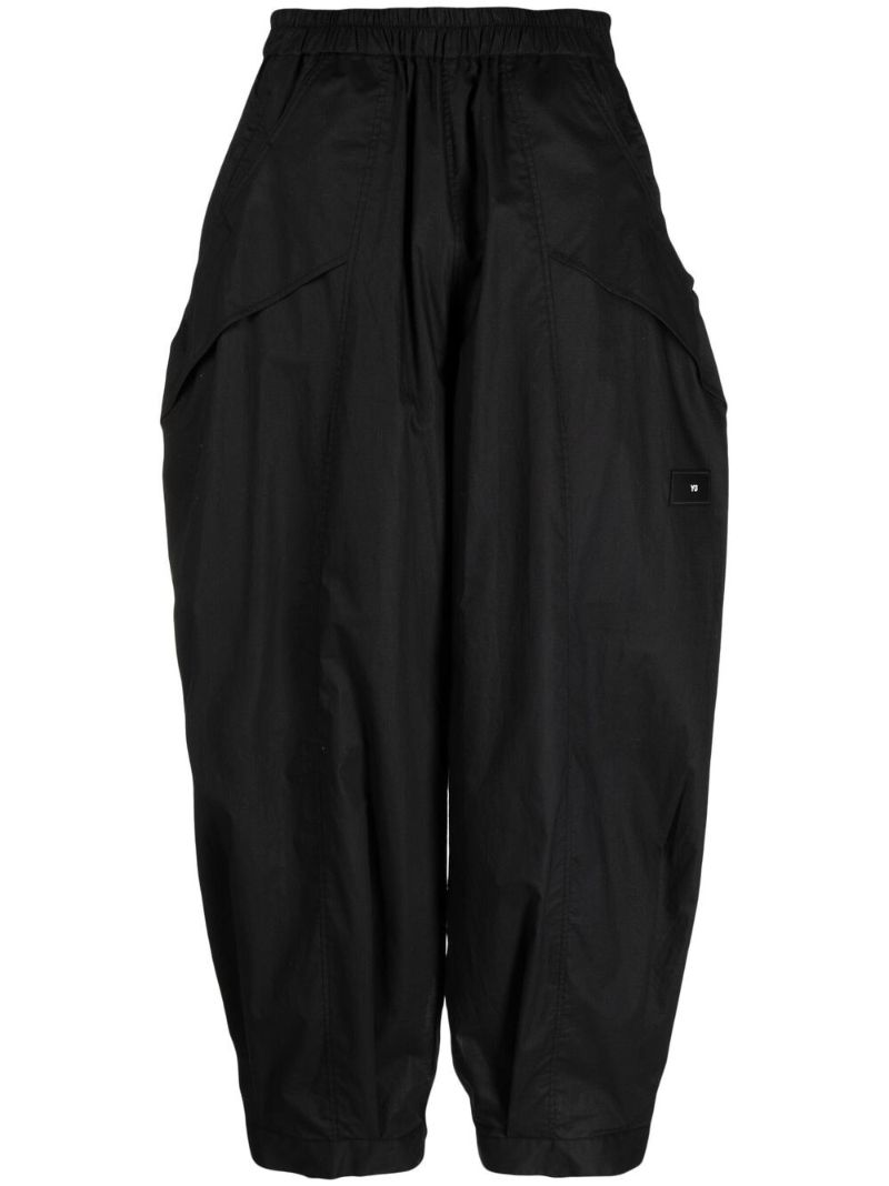 Black Cropped Wide-leg Trousers