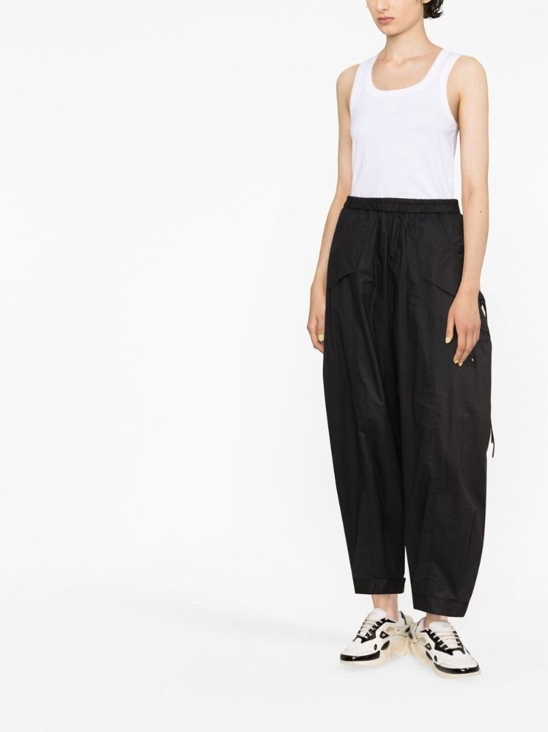 Black Cropped Wide-leg Trousers