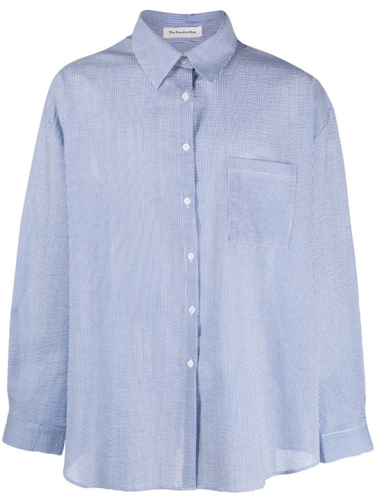 Blue Pinstripe Cotton Shirt