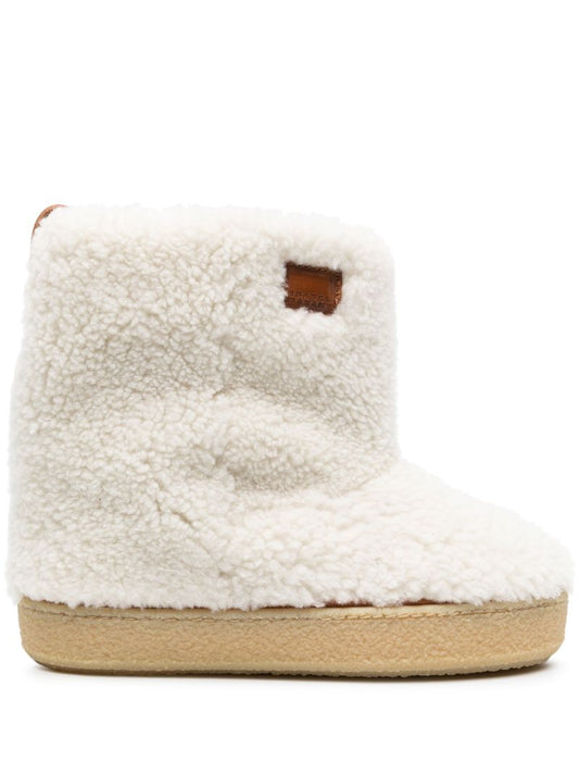 White Frieze Shearling Ankle Boots