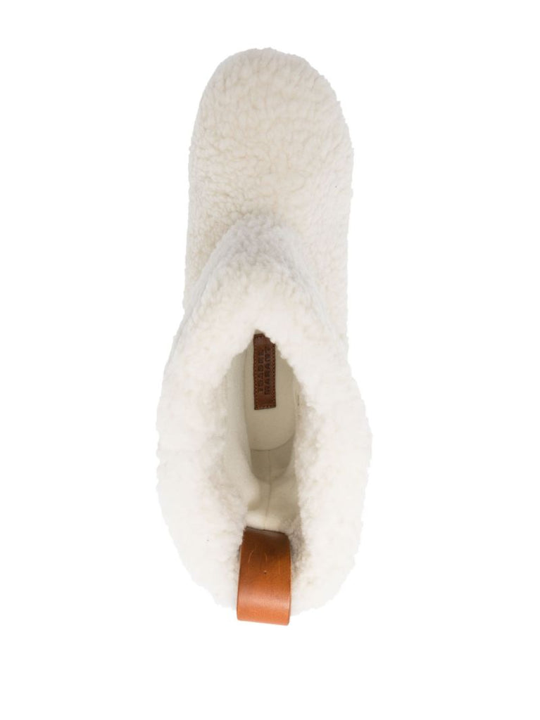 White Frieze Shearling Ankle Boots