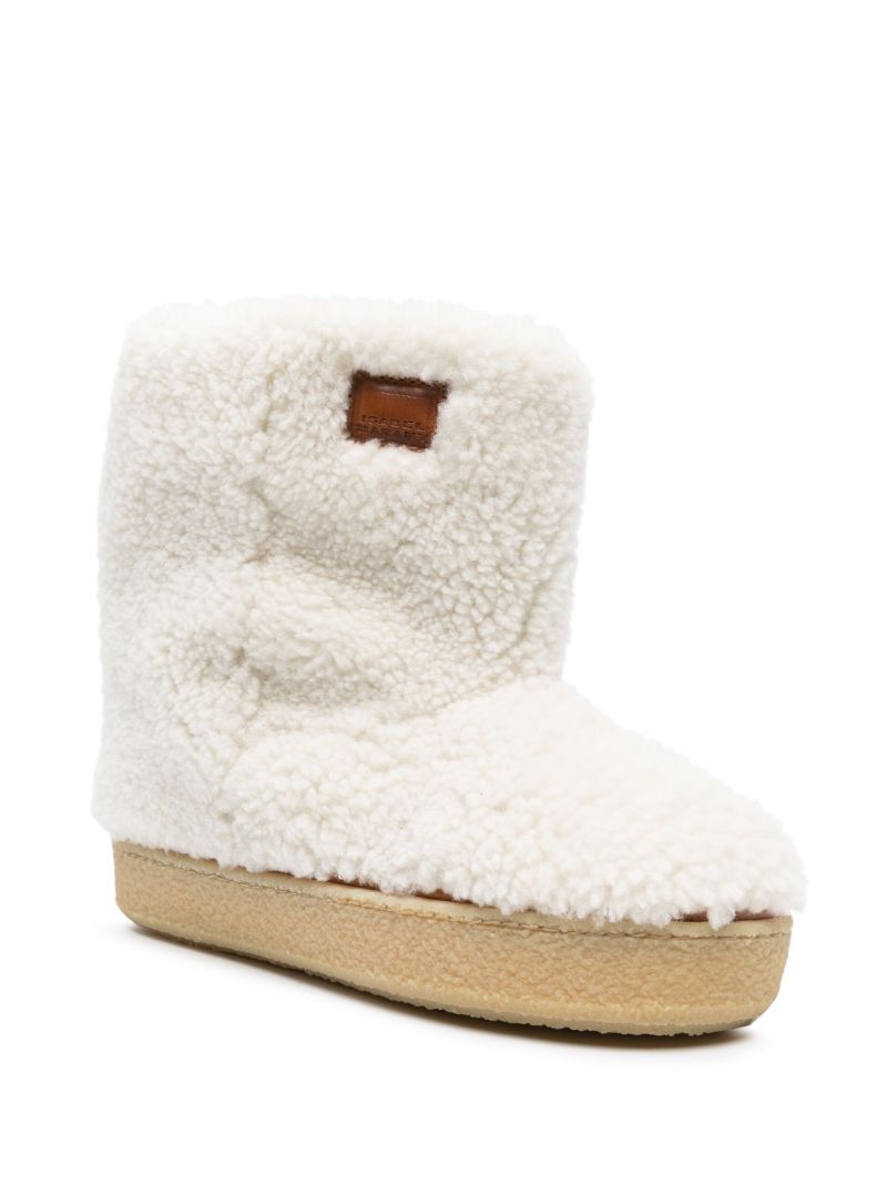 White Frieze Shearling Ankle Boots
