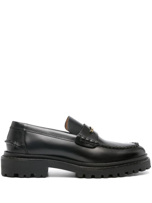 Black Frezza Leather Loafers