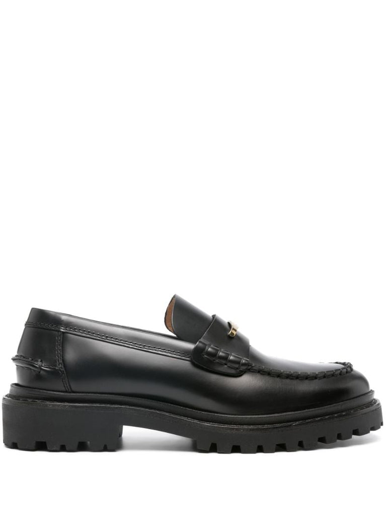 Black Frezza Leather Loafers