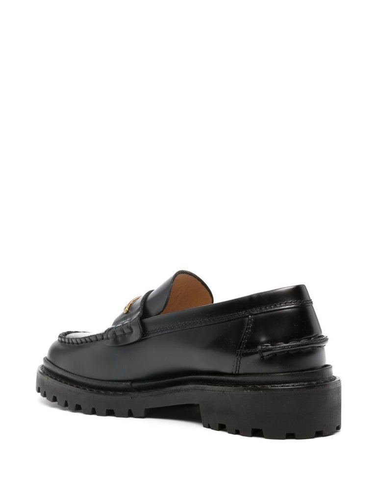 Black Frezza Leather Loafers