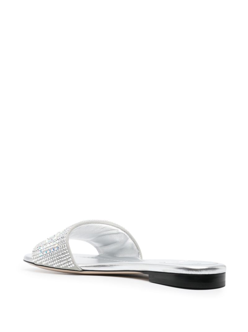 Silver-tone Lather Crystal Logo Slides