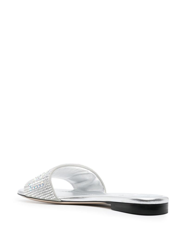Silver-tone Lather Crystal Logo Slides