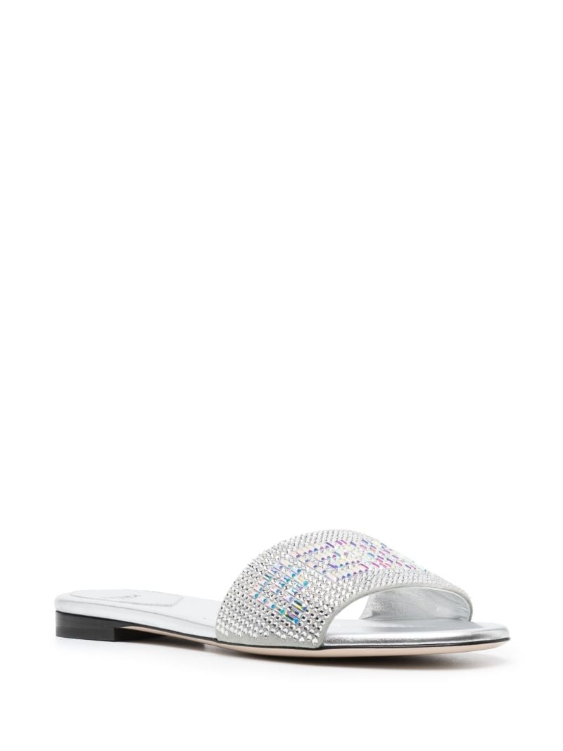 Silver-tone Lather Crystal Logo Slides
