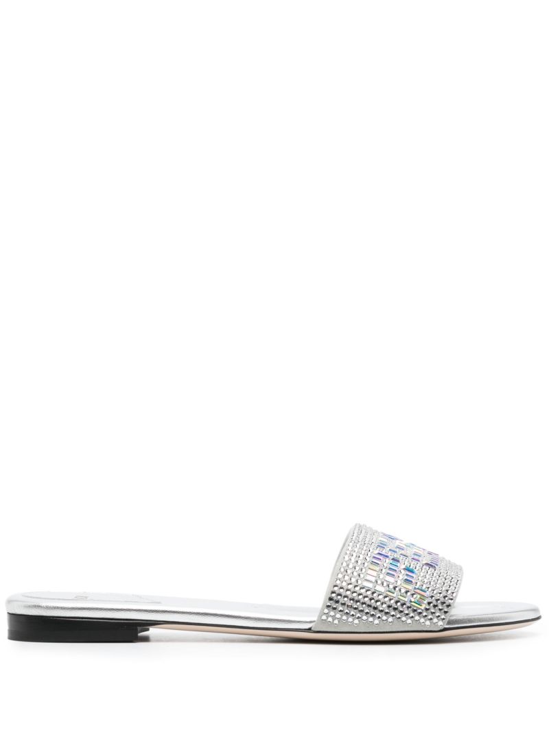 Silver-tone Lather Crystal Logo Slides