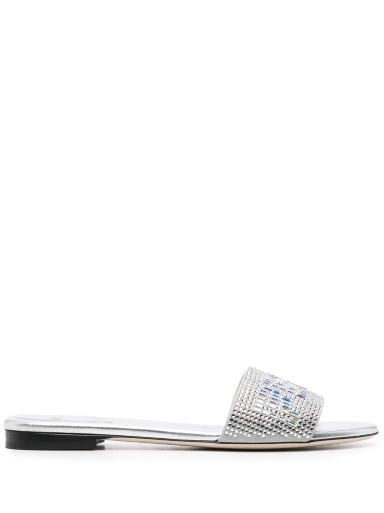 Silver-tone Lather Crystal Logo Slides