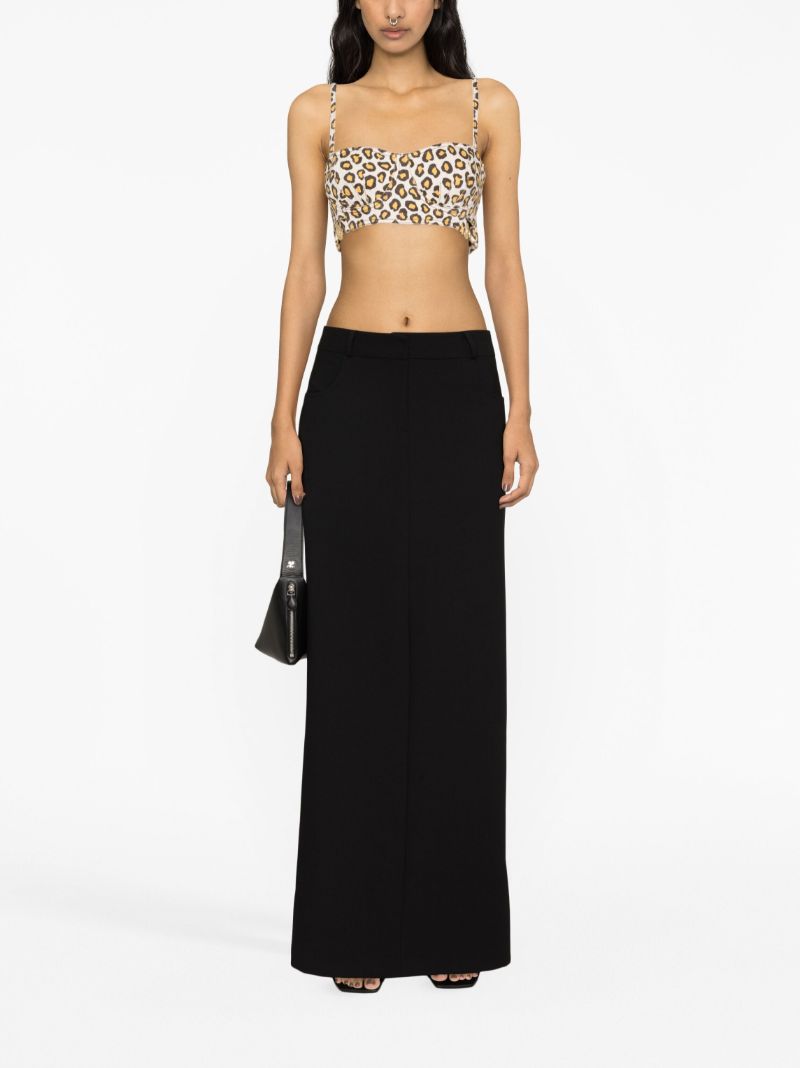 Neutral Leopard Print Denim Bustier Top