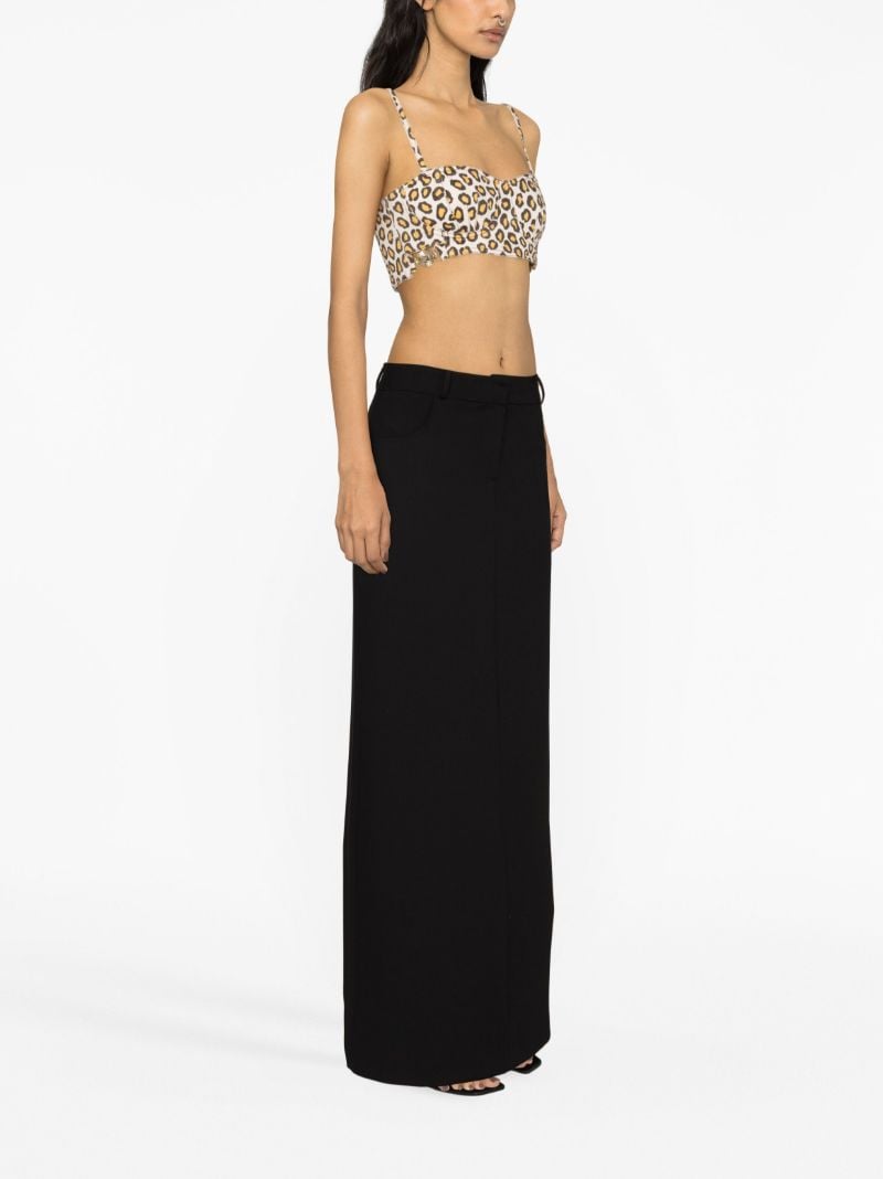 Neutral Leopard Print Denim Bustier Top