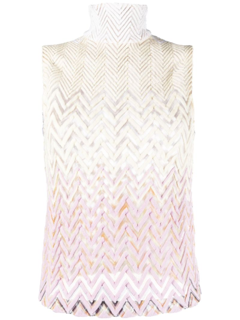 Multicolour Zig Zag-pattern Sheer Top