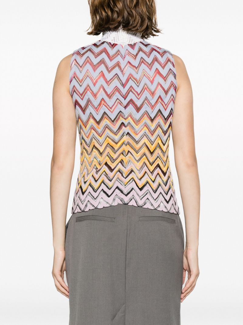 Multicolour Zig Zag-pattern Sheer Top