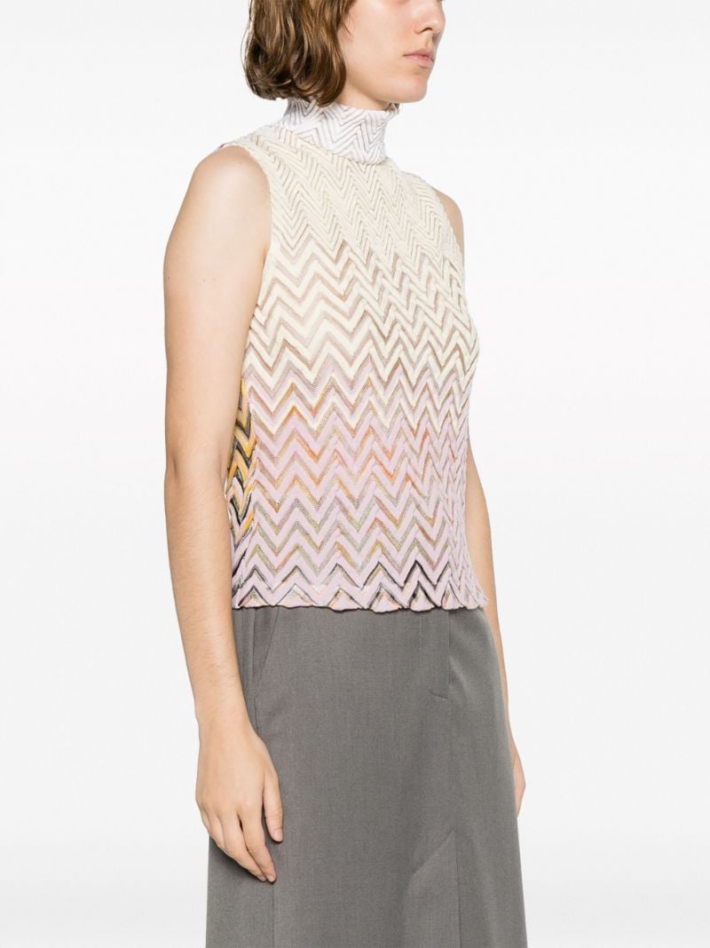 Multicolour Zig Zag-pattern Sheer Top